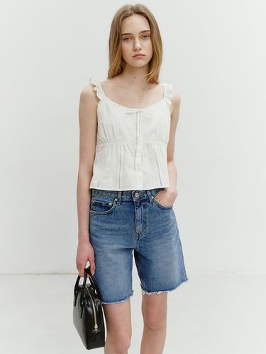 Raw Edge Denim Shorts_Mid Blue - Dunst for WOMEN - Modalova