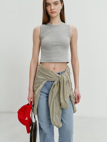 Essential Cropped Tank Top_Melange Grey - Dunst for WOMEN - Modalova