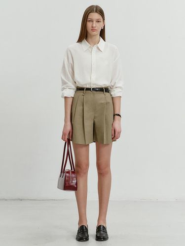 Cotton Linen Shorts_Light Khaki - Dunst for WOMEN - Modalova