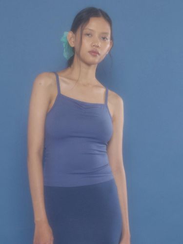 Shirred Sleeveless Top (Blue) - jijivisha - Modalova