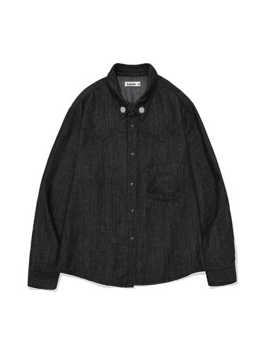 Western Linen Denim Shirt - Black - karactor - Modalova