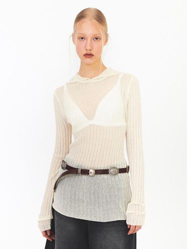 Ribbed Hoodie Knit Top - DIAGONAL - Modalova