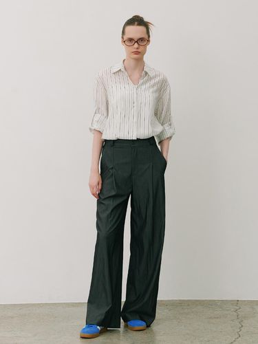 Summer Pintuck Wide Slacks_Charcoal - 320SHOWROOM - Modalova