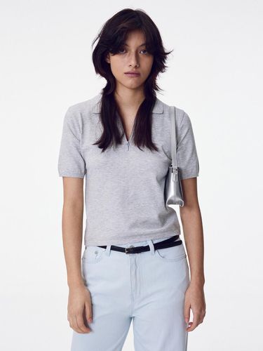 Knit Polo Zip-Up Top_Light Grey - MAISONMARAIS - Modalova