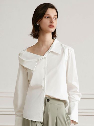 White Simple One Shoulder Shirt - yyiam - Modalova