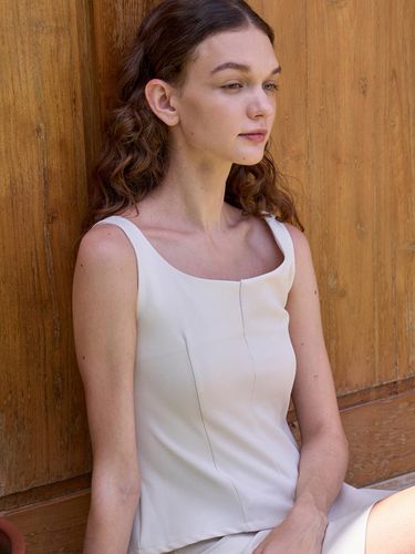 Twill Section Sleeveless Blouse - VOIEBIT for WOMEN - Modalova