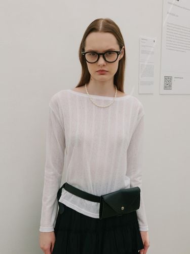 Urban See-through Boat Neck T-shirt_White - 320SHOWROOM - Modalova