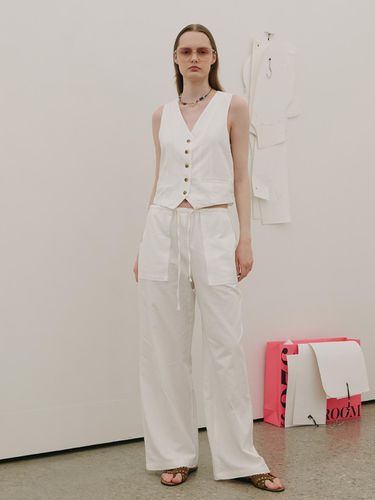 Linen Easy Banded Pants_White - 320SHOWROOM - Modalova