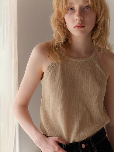 Sleeveless Knit Top_Beige - Authenti - Modalova