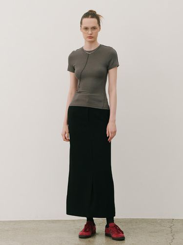 Straight Long Slit Skirt_Black - 320SHOWROOM - Modalova