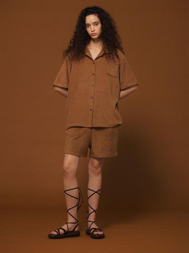 Terry Half Sleeve Shirt - Brown - jijivisha - Modalova