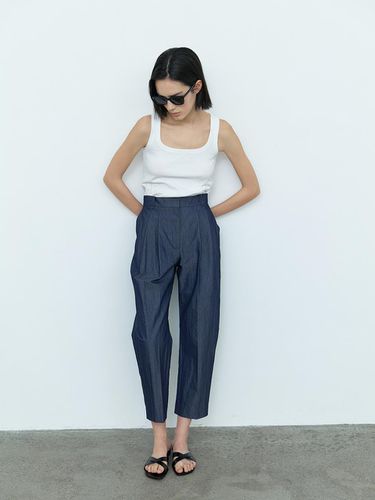 Double Pleated Baggy Pants - Navy - MIMEME - Modalova