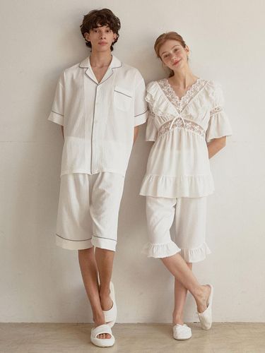 Couple Blenda V-neck Quarter Sleeve Pajama Set - LUNALUZ STUDIO - Modalova