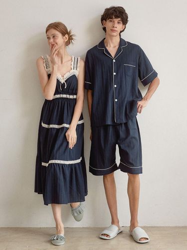 Couple Le Blanc Cotton Nightgown and Pajama Set - LUNALUZ STUDIO - Modalova