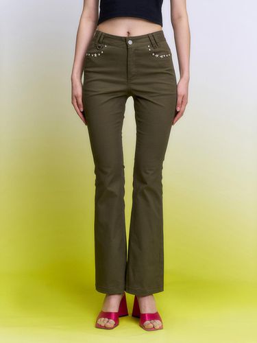 Western Studded Bootcut Pants Khaki - ILLIGO - Modalova