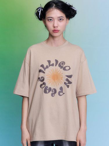 Ethnic Oversized T-shirt Beige - ILLIGO - Modalova