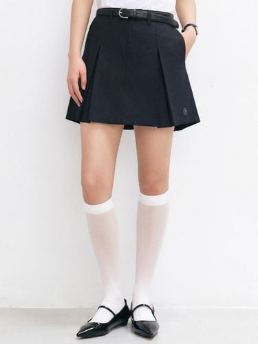 Pleated Stitch Two-Tone Mini Skirt - Black - CITYBREEZE - Modalova