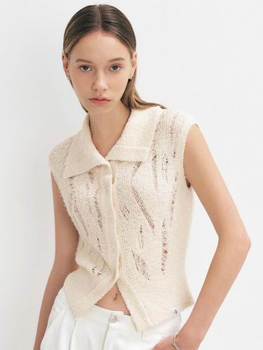 Damage Button-Up Knit Vest - CITYBREEZE - Modalova