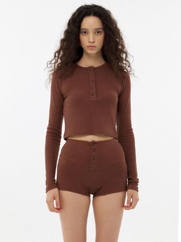 Waffle Crop Top - Brown - jijivisha - Modalova