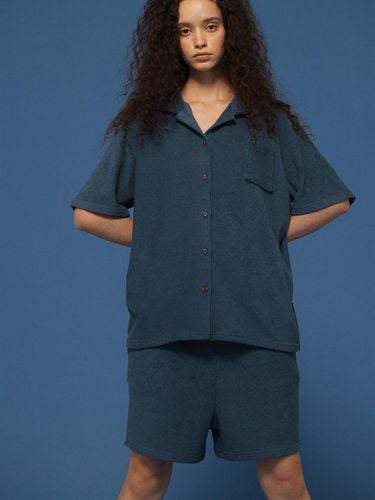 Terry Half Sleeve Shirt - Blue - jijivisha - Modalova