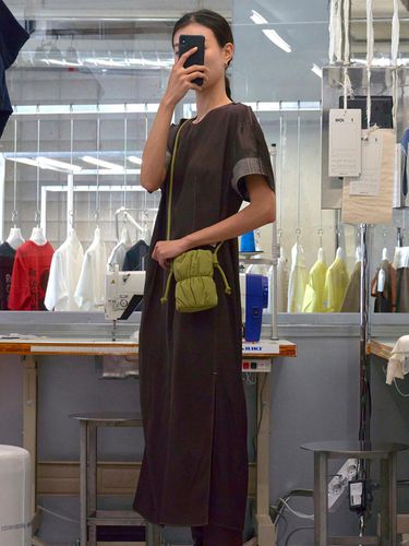 Patchwork Long Dress _ Brown - RE;CODE - Modalova