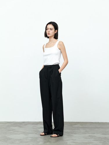 Mannish Double Pleated Wide Leg Pants - MIMEME - Modalova