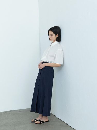 Slit Button Midi Skirt - Navy - MIMEME - Modalova