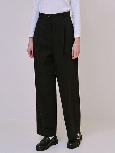 Basic Wide Cotton Pants [Black] - DEHEVE - Modalova