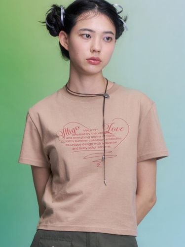 Heart Lettering Loose Crop T-shirt - ILLIGO - Modalova