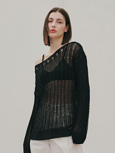 Boxy Fit Net Pullover (Black) - ODER - Modalova