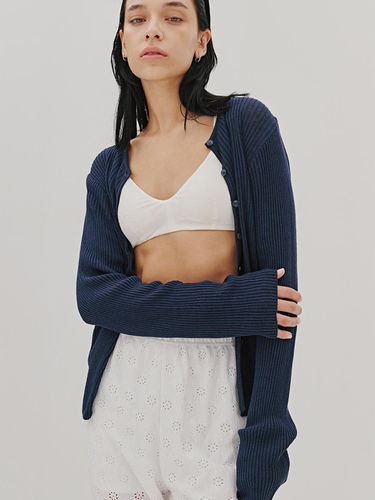 Linen Pendant Cardigan (Navy) - ODER - Modalova