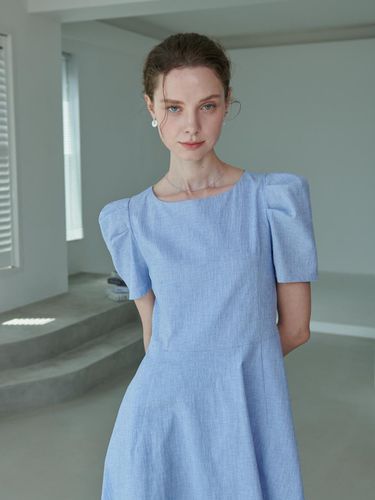 Lilly Linen A-line Dress - Sky Blue - MEZARR DE VON - Modalova