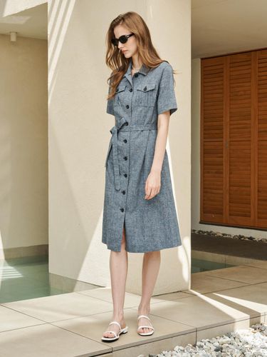 Liel Textured Belted Shirt Dress - MEZARR DE VON - Modalova