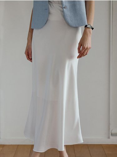 Satin Flare Long Skirt [White] - DEHEVE - Modalova