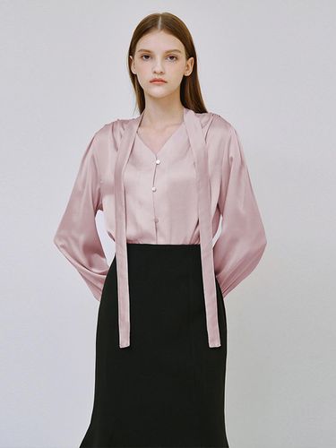 Camila Tie Silky Blouse [Pink] - DEHEVE - Modalova