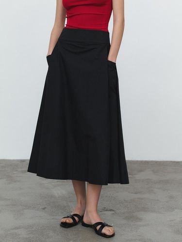 Cotton Pleated A-line Skirt - Black - MIMEME - Modalova