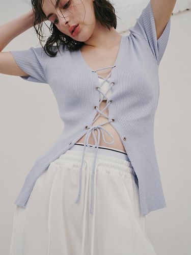 Two Way Eyelet Cardigan (Ice Blue) - ODER - Modalova