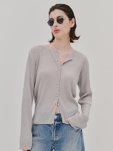 Linen Pendant Cardigan (Gray) - ODER - Modalova