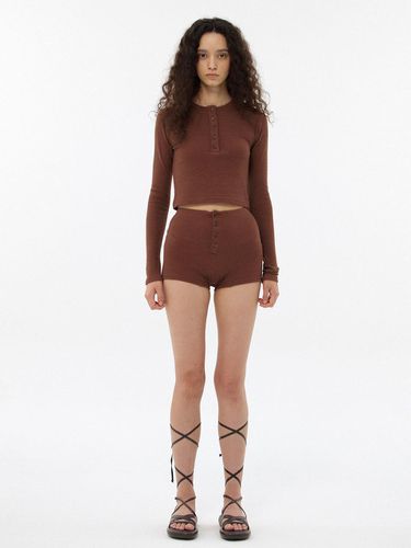 Waffle Shorts - Brown - jijivisha - Modalova