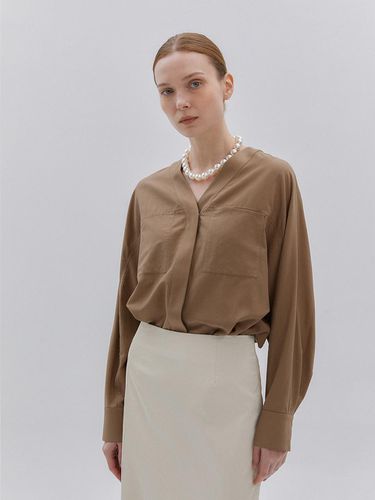 Collarless Blouse - Brown - MIMEME - Modalova