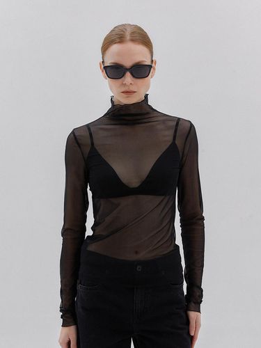 Sheer Long Sleeve Top - Black - MIMEME - Modalova