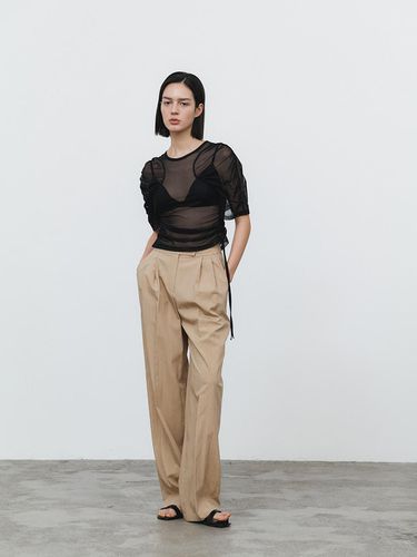 Mannish Double Pleated Wide Leg Pants - MIMEME - Modalova