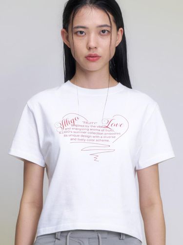 Heart Lettering Loose Crop T-shirt - ILLIGO - Modalova