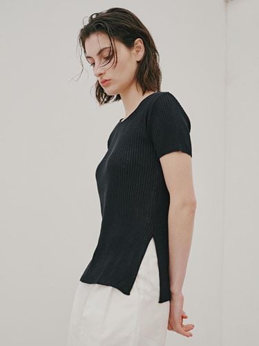 Long Slit Linen Pullover (Black) - ODER - Modalova