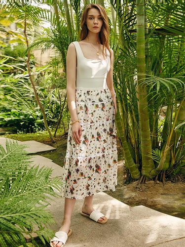 Cactus Flower Long Skirt (White) - REVE REVE - Modalova