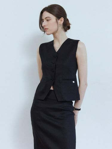 Corn linen sleeveless vest - black - ADAUL - Modalova