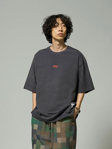 Logo Vintage Like Washed Oversize T-shirt_Charcoal - STIGMA - Modalova