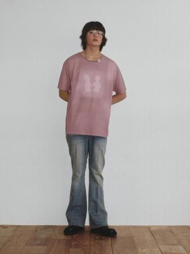 Sulfur Dyed Boy&Girl Print T-Shirt_Dusty Pink - KINETO - Modalova