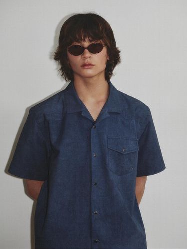 Western Dyed Milling Open Collar Shirt_Navy - KINETO - Modalova