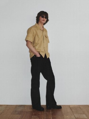 Western Dyed Milling Open Collar Shirt_Camel - KINETO - Modalova